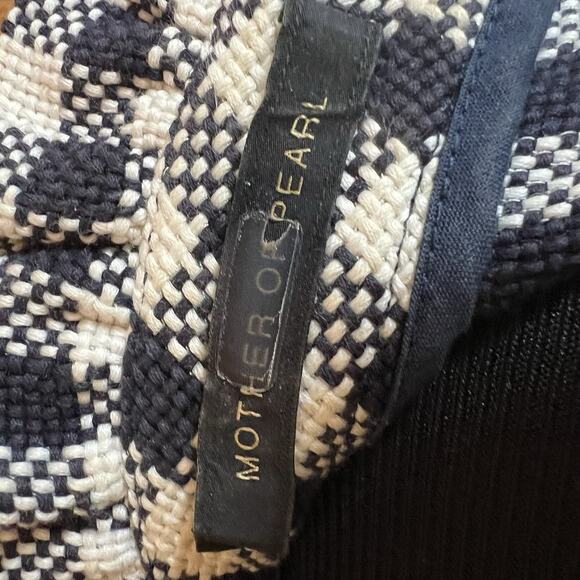 Mother of Pearl checkered tweed gingham mock neck top with side slits sz 4 - Picture 7 of 10